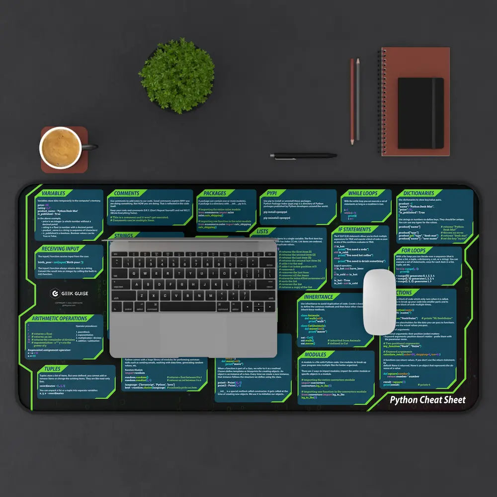 Python Cheat Sheet Desk Mat – Geek Guise
