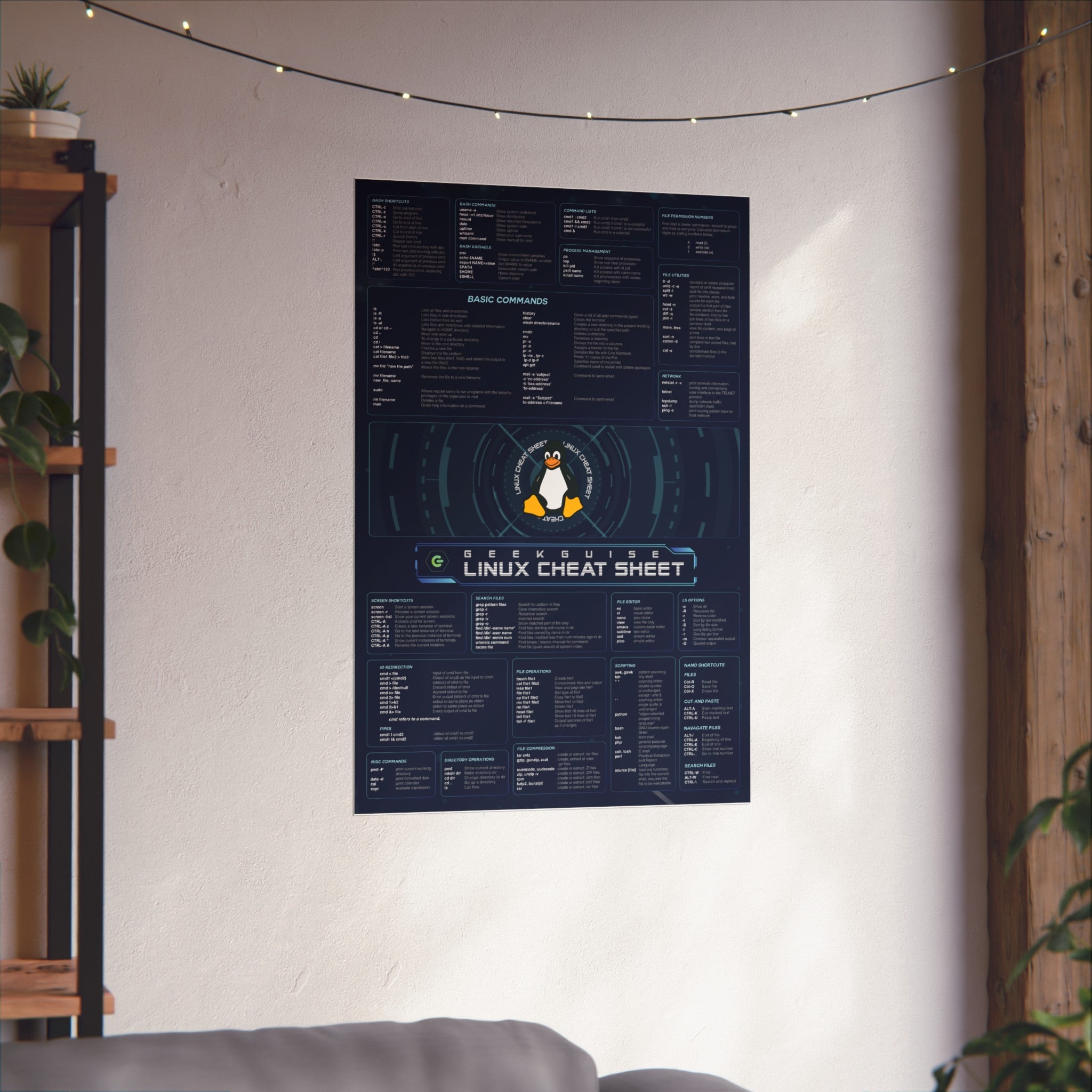 Linux Source Code Poster Linux Cheat Sheet Poster – Geek Guise