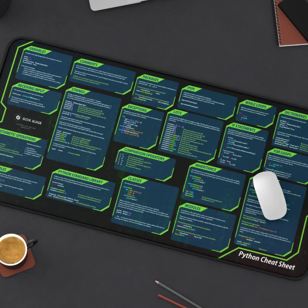 Python Cheat Sheet (Desk Mat) – Geek Guise