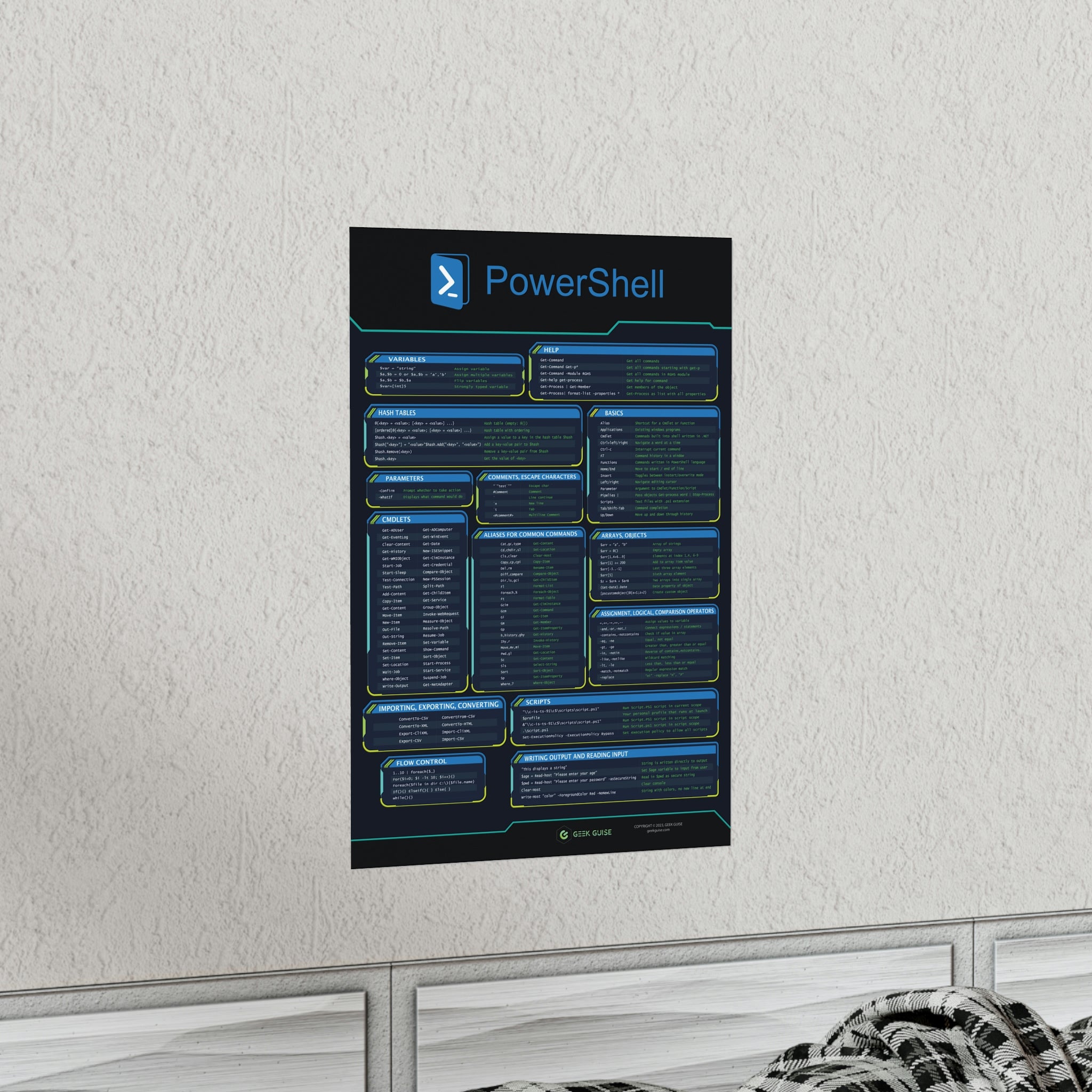 Basic Powershell Commands PowerShell Cheat Sheet Poster – Geek Guise
